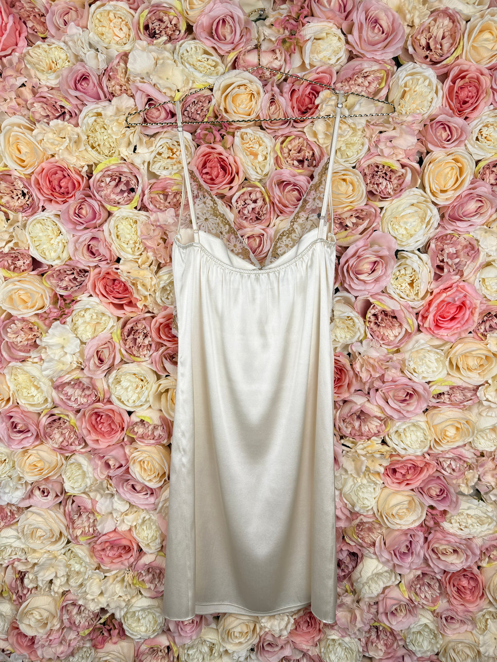Luminess Babydoll Dress White Gold with Lace Sz. Estm. S
