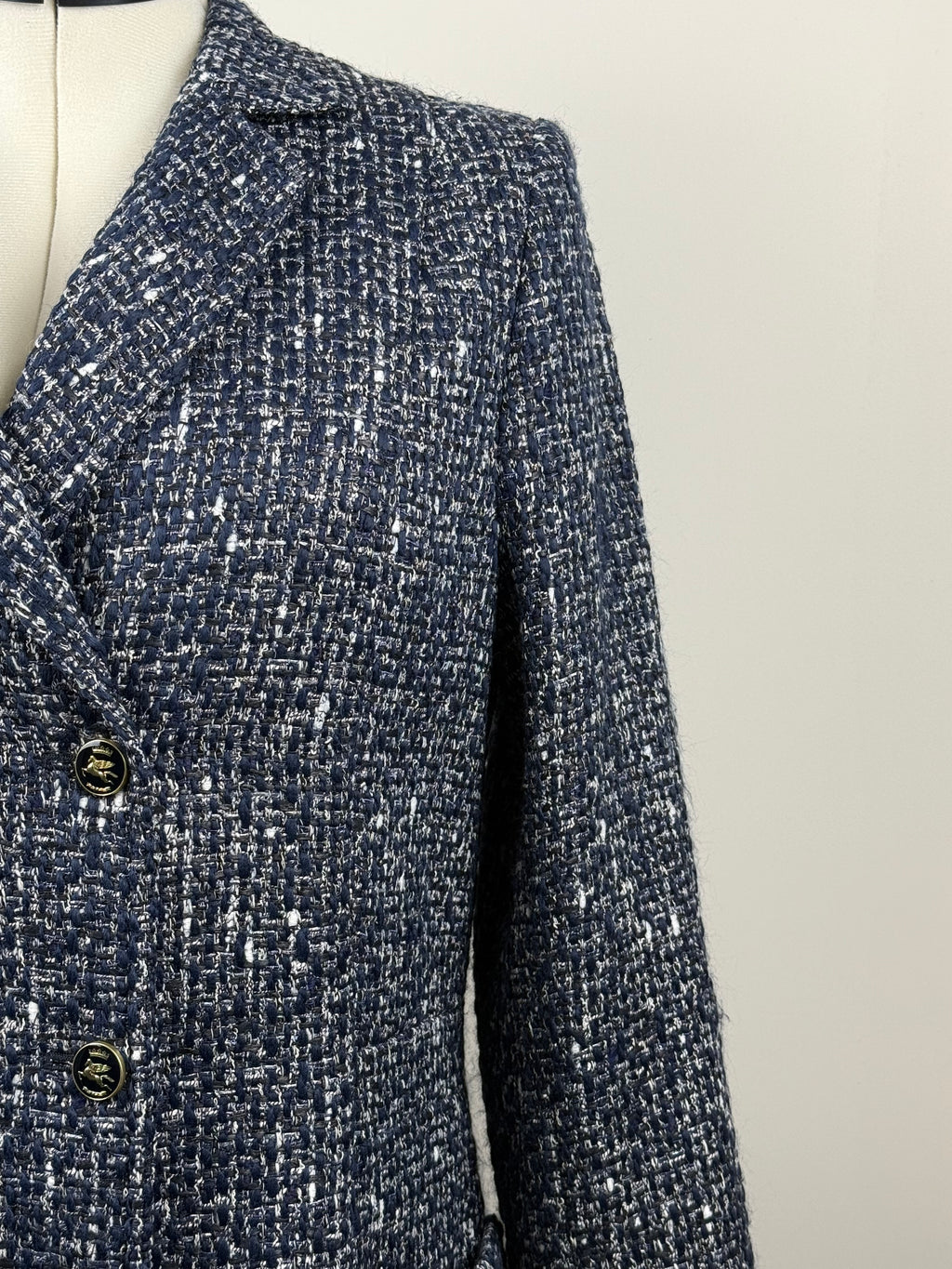 Etro Tweed Coat – Blue – Size 40 DE (44 IT)