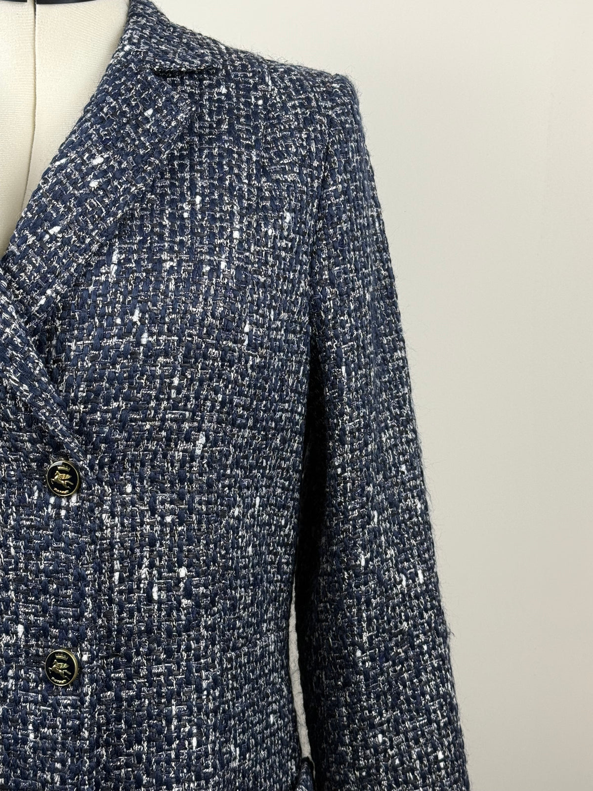 Etro Tweed Coat – Blue – Size 40 DE (44 IT)