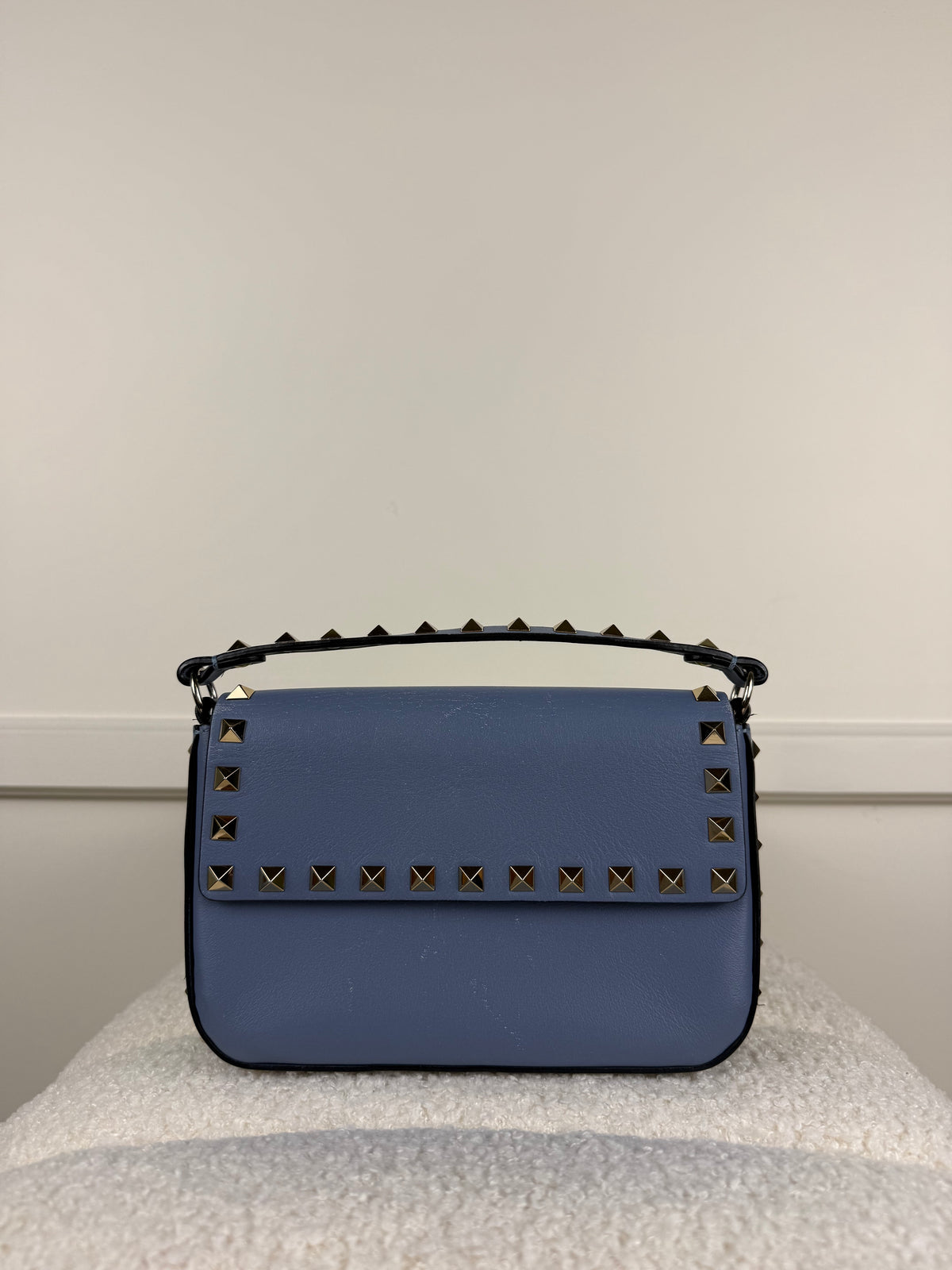 Valentino Rockstud Mini Leather Bag – Blau – Goldfarbene Nieten