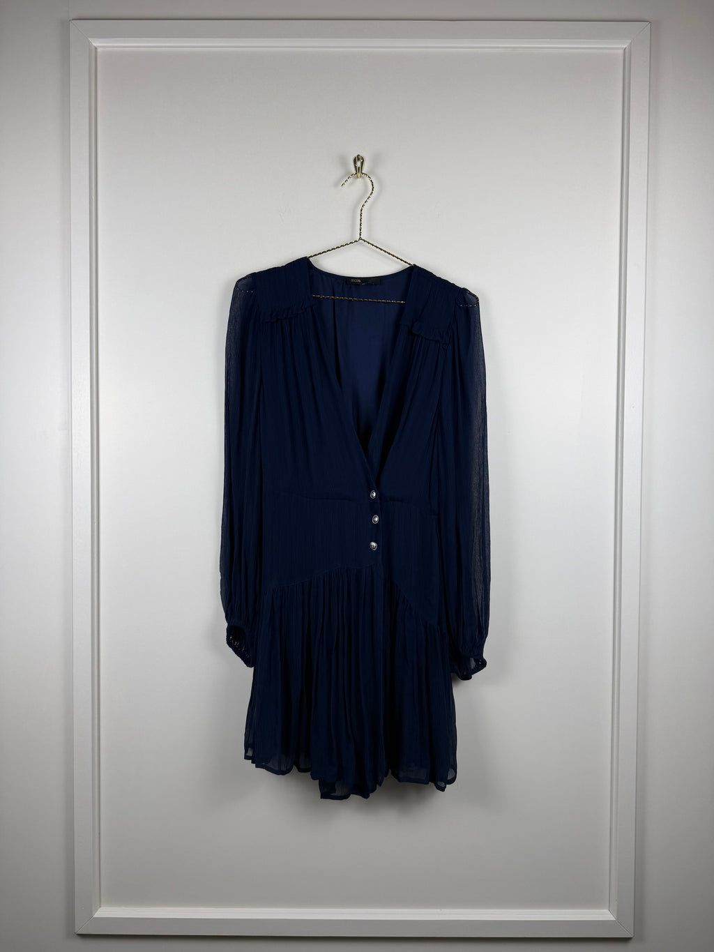 Maje Kleid mit Volants – Dunkelblau – Gr. 36 DE (38 FR)