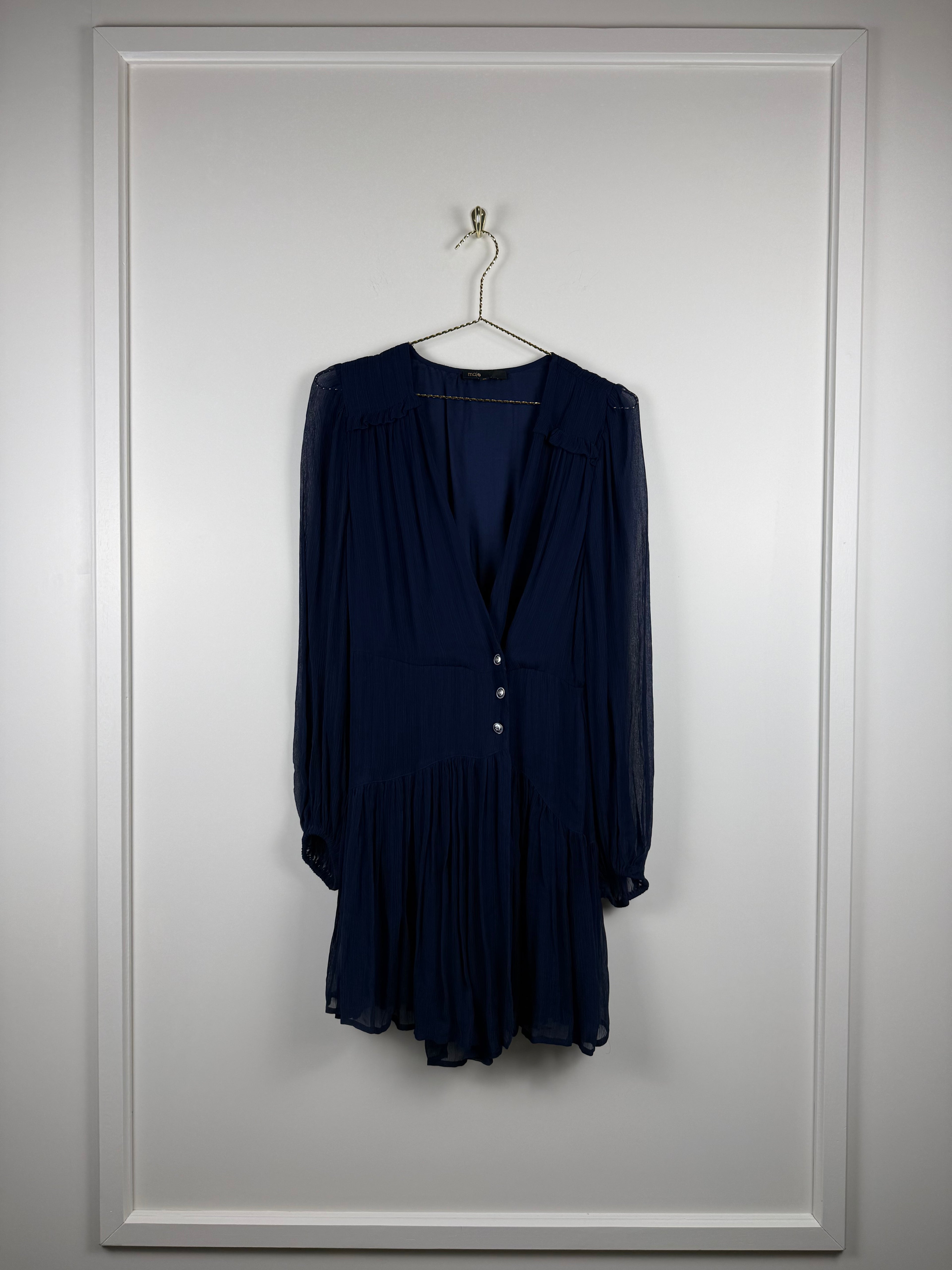 Maje Kleid mit Volants – Dunkelblau – Gr. 36 DE (38 FR)