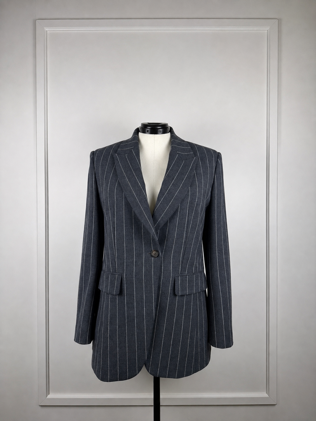 Brunello Cucinelli Striped Wool Blazer Grey White Sz. 40 DE (44 IT)
