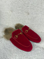 Gucci Princetown Mules with Fur Red Velvet Sz. 37.5 EU