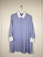 Chanel 2021 Long Silk Jacquard Blouse Lavender Sz. 46 DE (48 FR)
