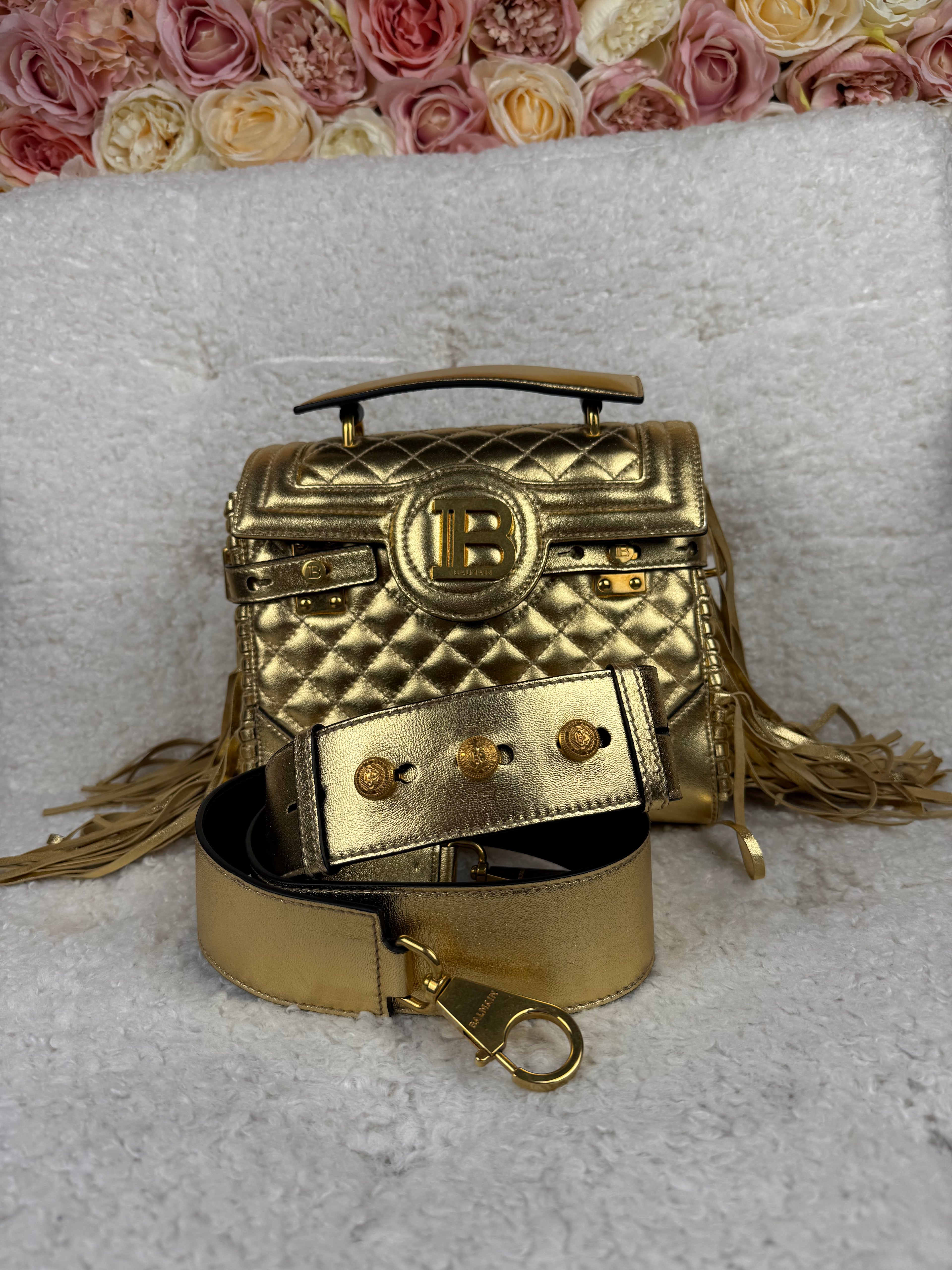 Balmain B-Buss Fringe Bag Gold