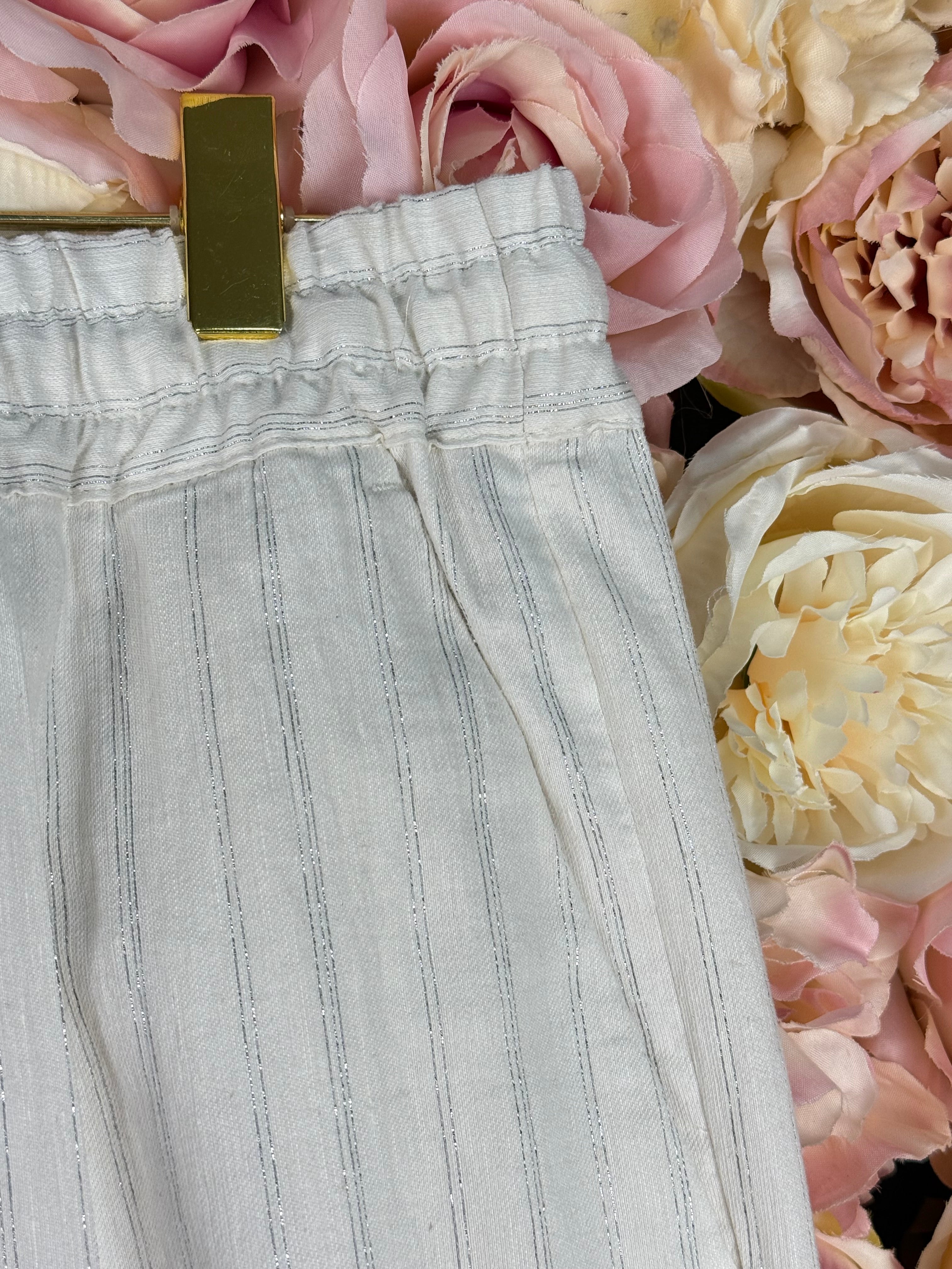 Twinset striped Pants White Silver Sz. 40 DE (44 IT)