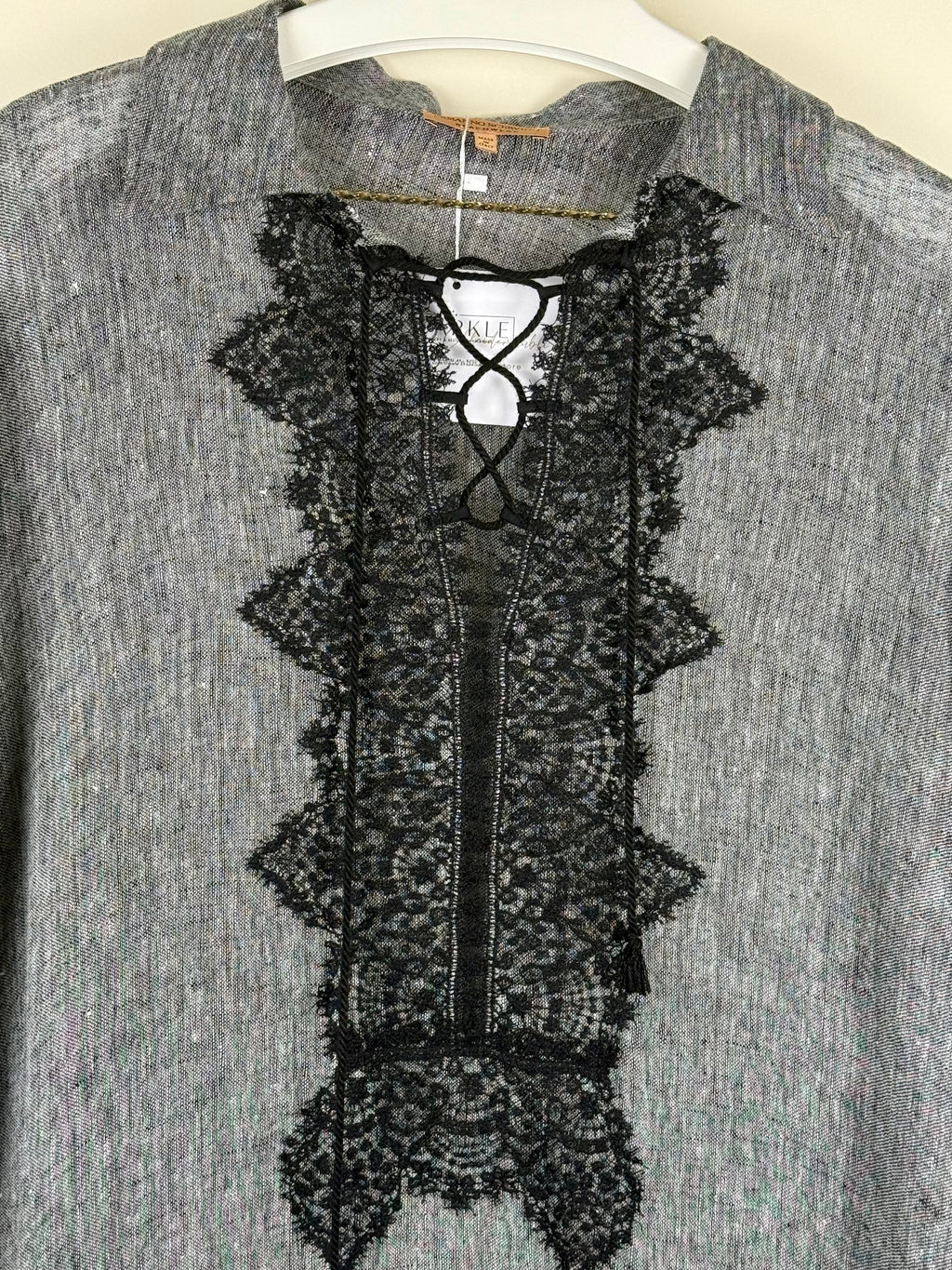 Ermanno Scervino Linen Tunic with Lace Details Grey Sz. M