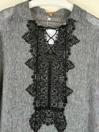Ermanno Scervino Linen Tunic with Lace Details Grey Sz. M