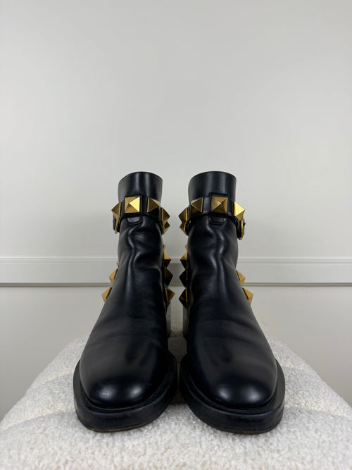 Valentino Boots – Schwarz mit Gold Details – Gr. 38 EU