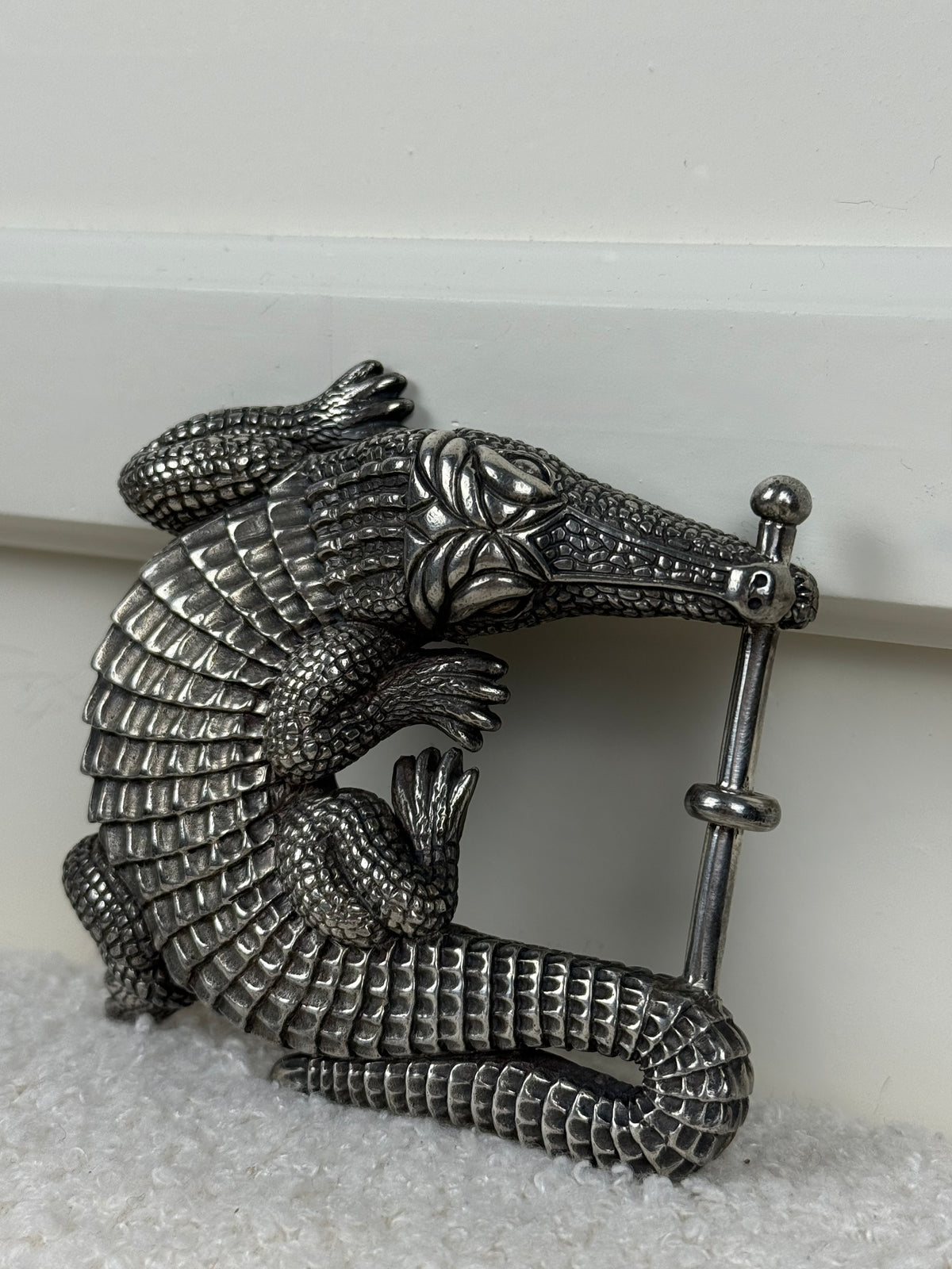 Barry Kieselstein-Cord Vintage Krokodil Gürtelschnalle – 925 Silber – ca. 1988