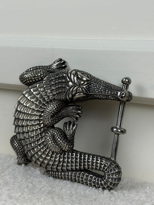 Barry Kieselstein-Cord Vintage Krokodil Gürtelschnalle – 925 Silber – ca. 1988