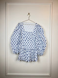 Caroline Constas Floral Dress White Blue Sz. XS