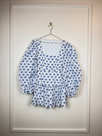 Caroline Constas Floral Dress White Blue Sz. XS