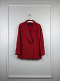 Chanel Tweed-Blazer mit Kamelien-Brosche – Rot – Gr. 38 DE (40 FR) – 2022