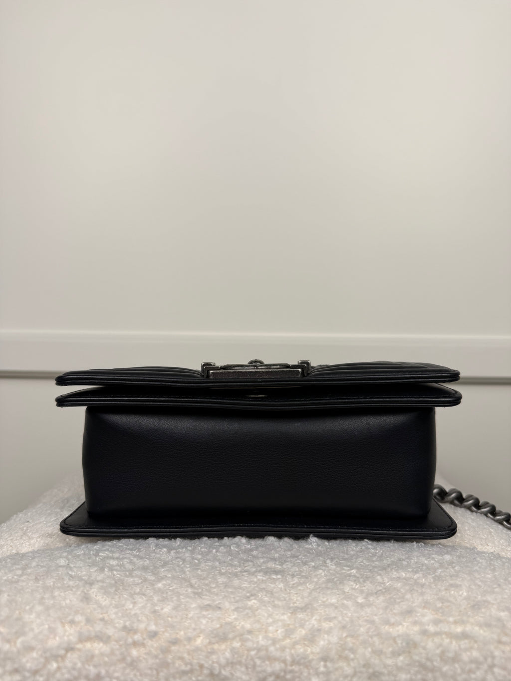 Chanel Lambskin Braided Woven Small Boy Bag Black