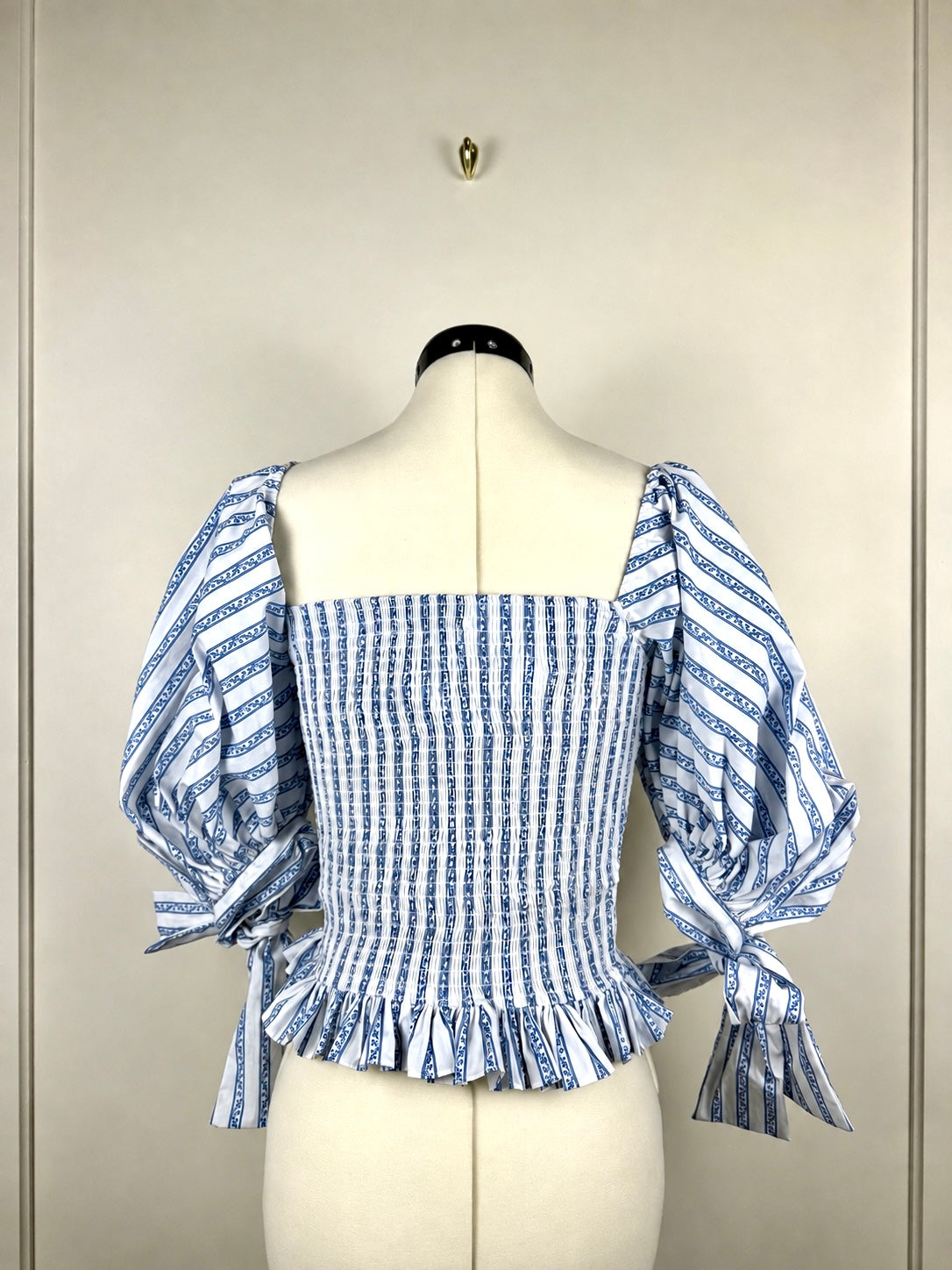 Caroline Constas Top White Blue Sz. XS