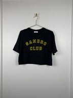 Sandro Crop T-Shirt mit Schriftzug – Schwarz/Gelb – Gr. S (1)