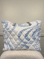 Chanel 2025 Coco Beach White Light Blue Tote Bag