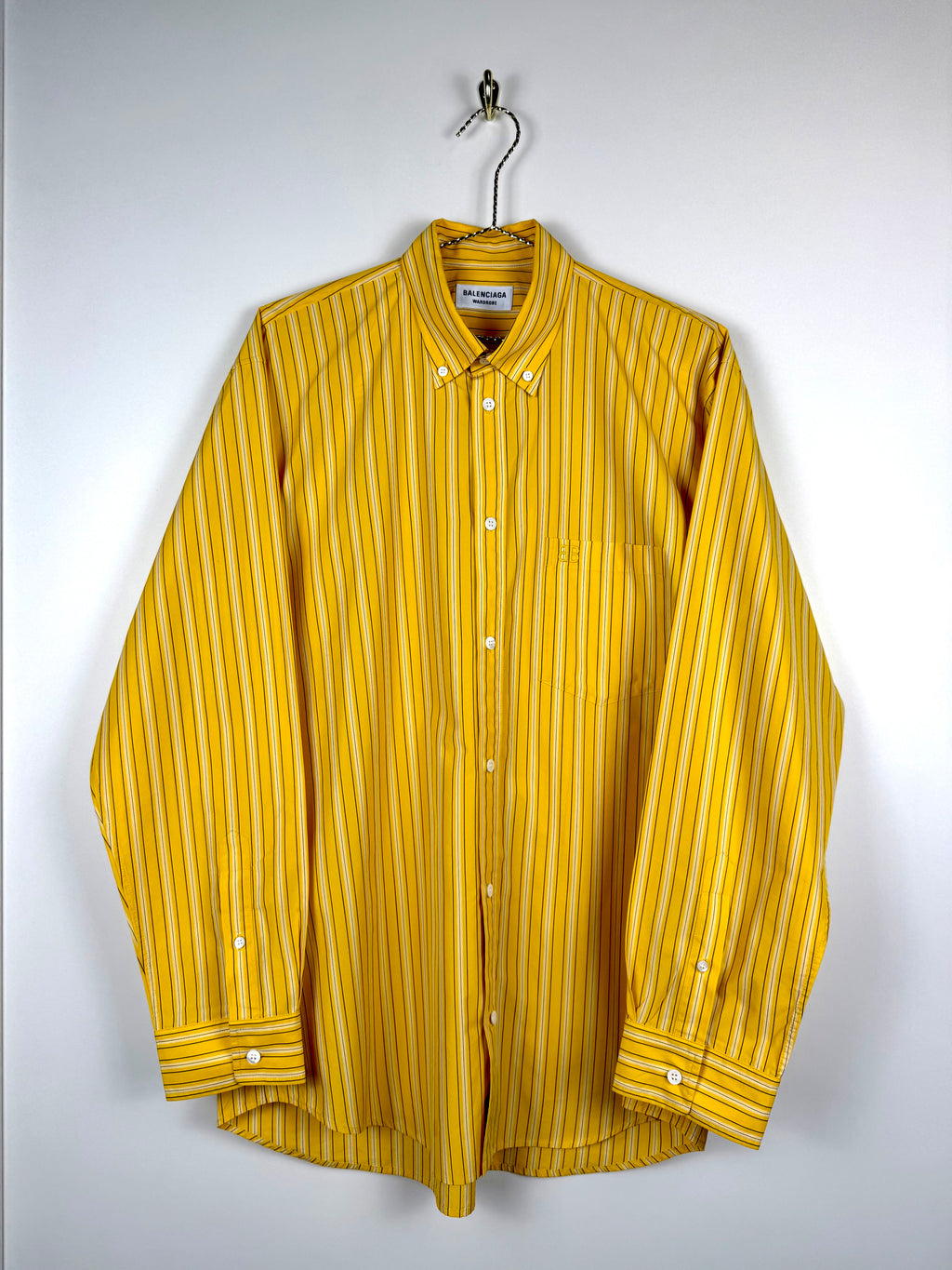 Balenciaga Striped Oversized Cotton Shirt Yellow Sz. 34 DE (36 FR)
