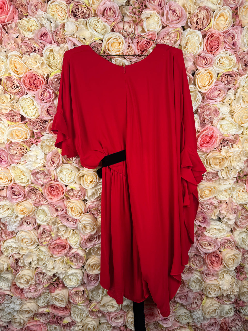 Valentino Dress Red with Black Velvet Belt Sz. 40 DE (44 IT)