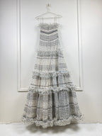 Elie Saab Resort 22 Kleid mit Gürtel – Weiss/Schwarz – Gr. 36 DE (38 FR)