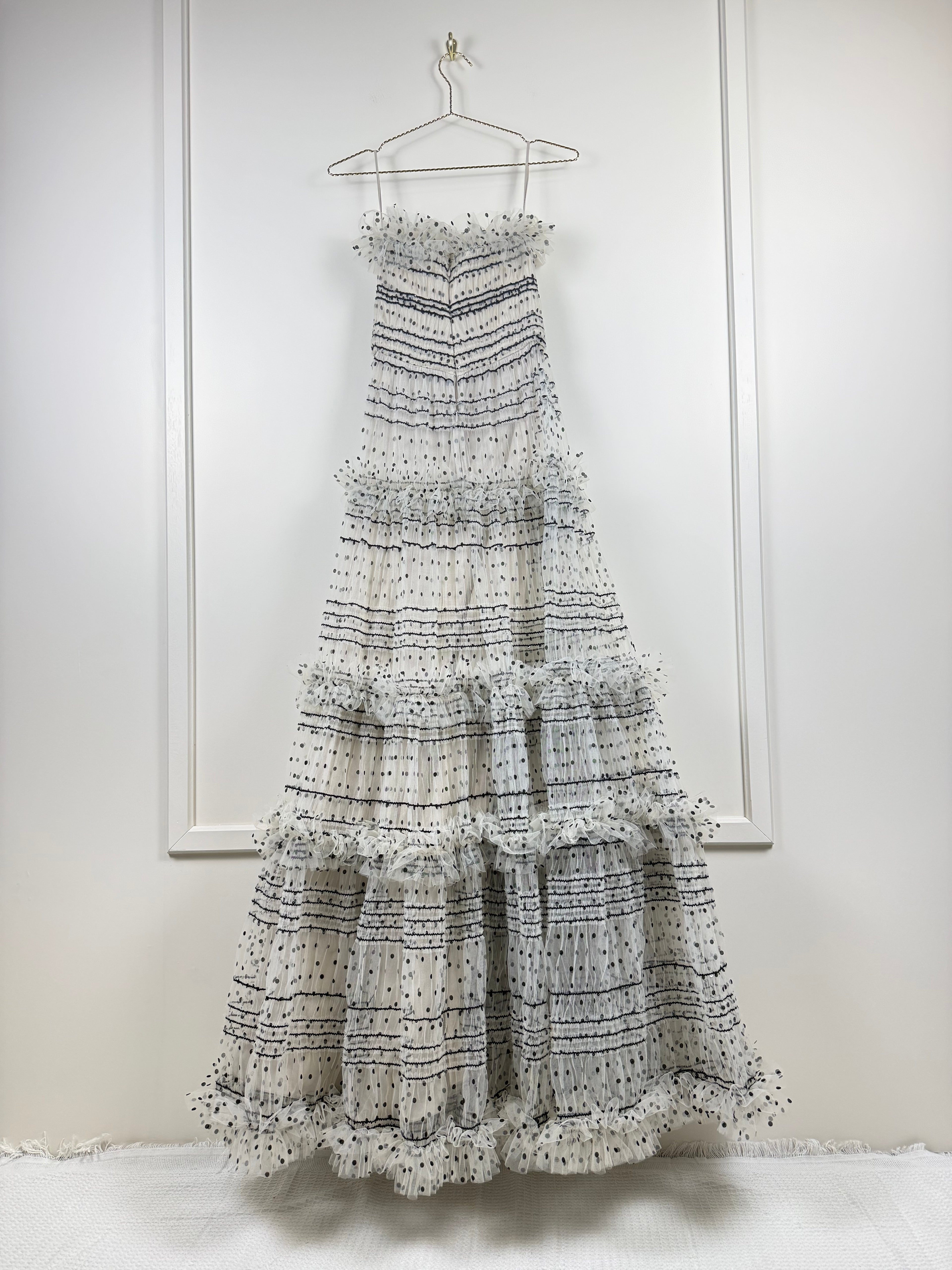 Elie Saab Resort 22 Kleid mit Gürtel – Weiss/Schwarz – Gr. 36 DE (38 FR)