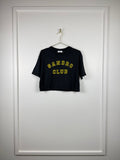 Sandro Crop T-Shirt mit Schriftzug – Schwarz/Gelb – Gr. S (1)