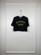 Sandro Crop T-Shirt mit Schriftzug – Schwarz/Gelb – Gr. S (1)