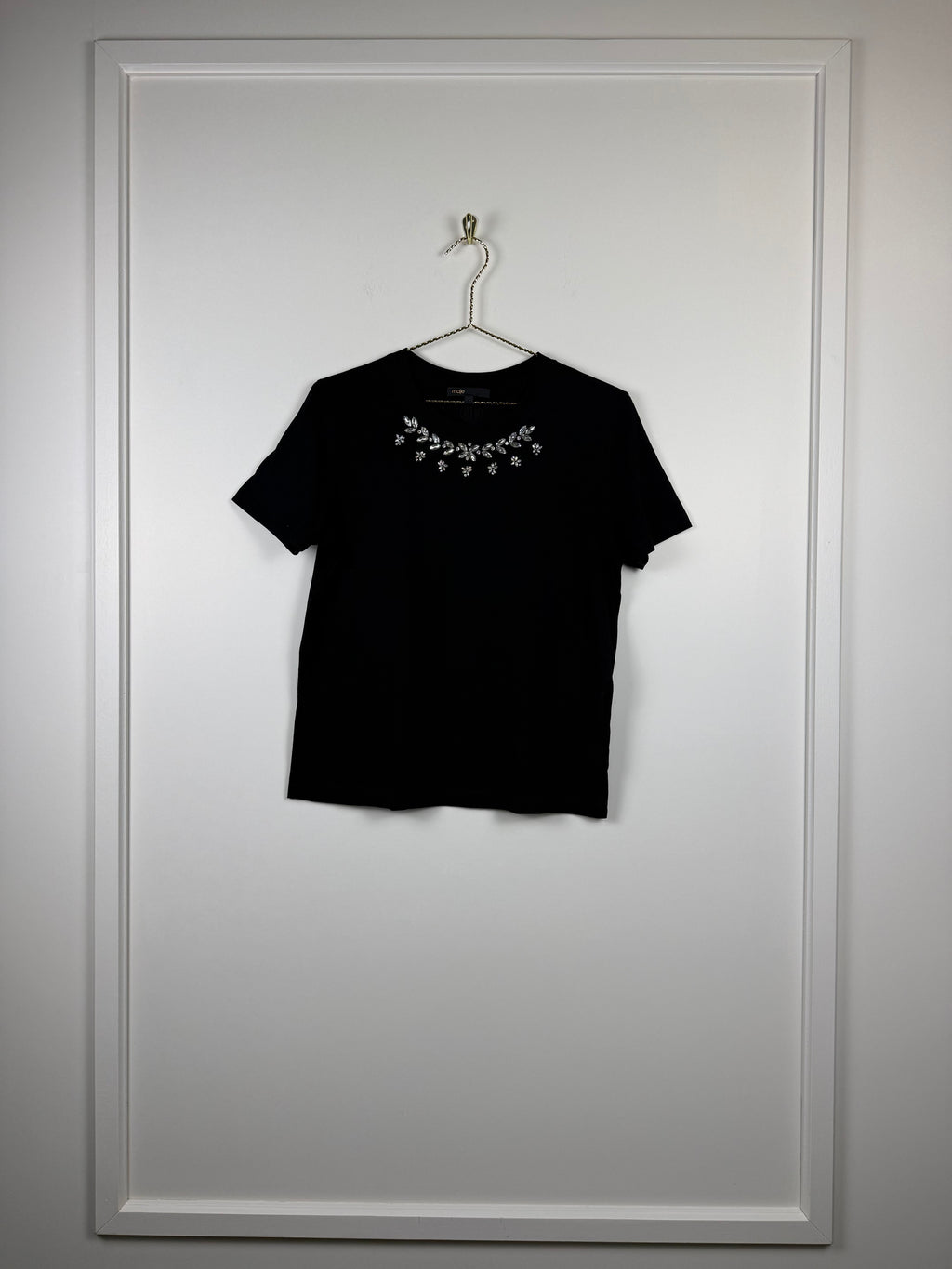 Maje T-Shirt mit Strass – Schwarz – Gr. S (1)