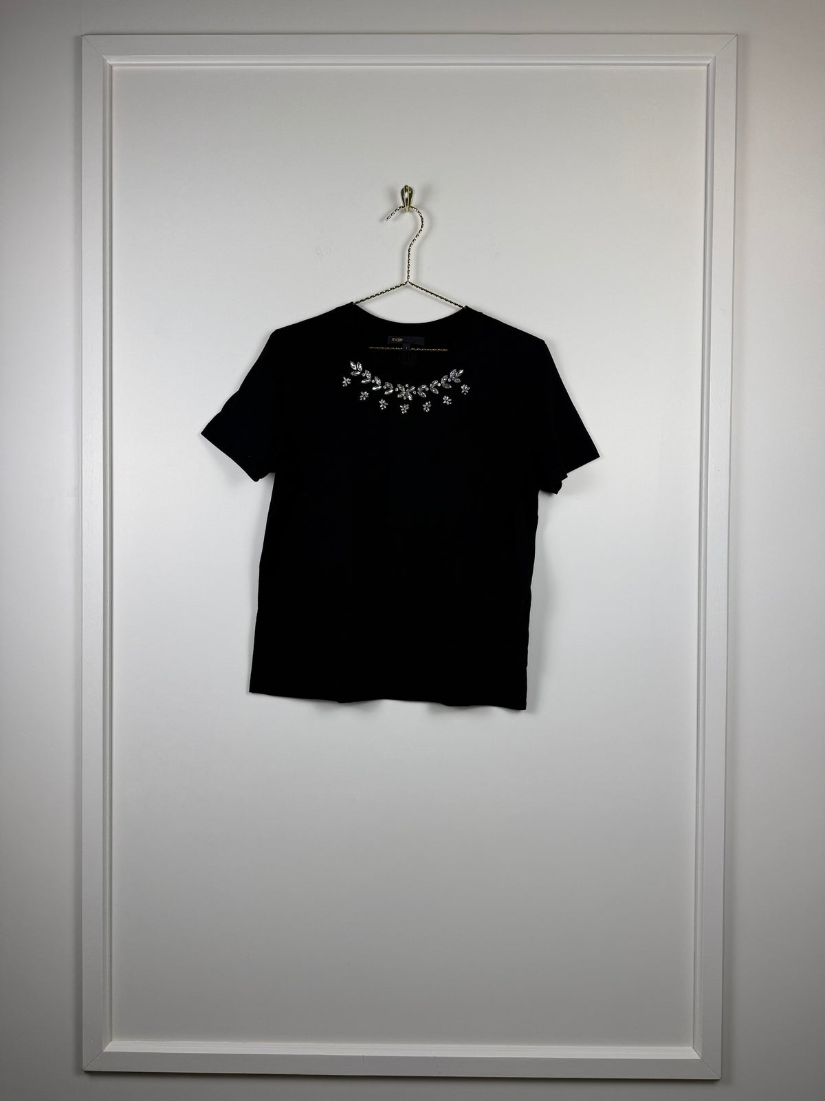 Maje T-Shirt mit Strass – Schwarz – Gr. S (1)
