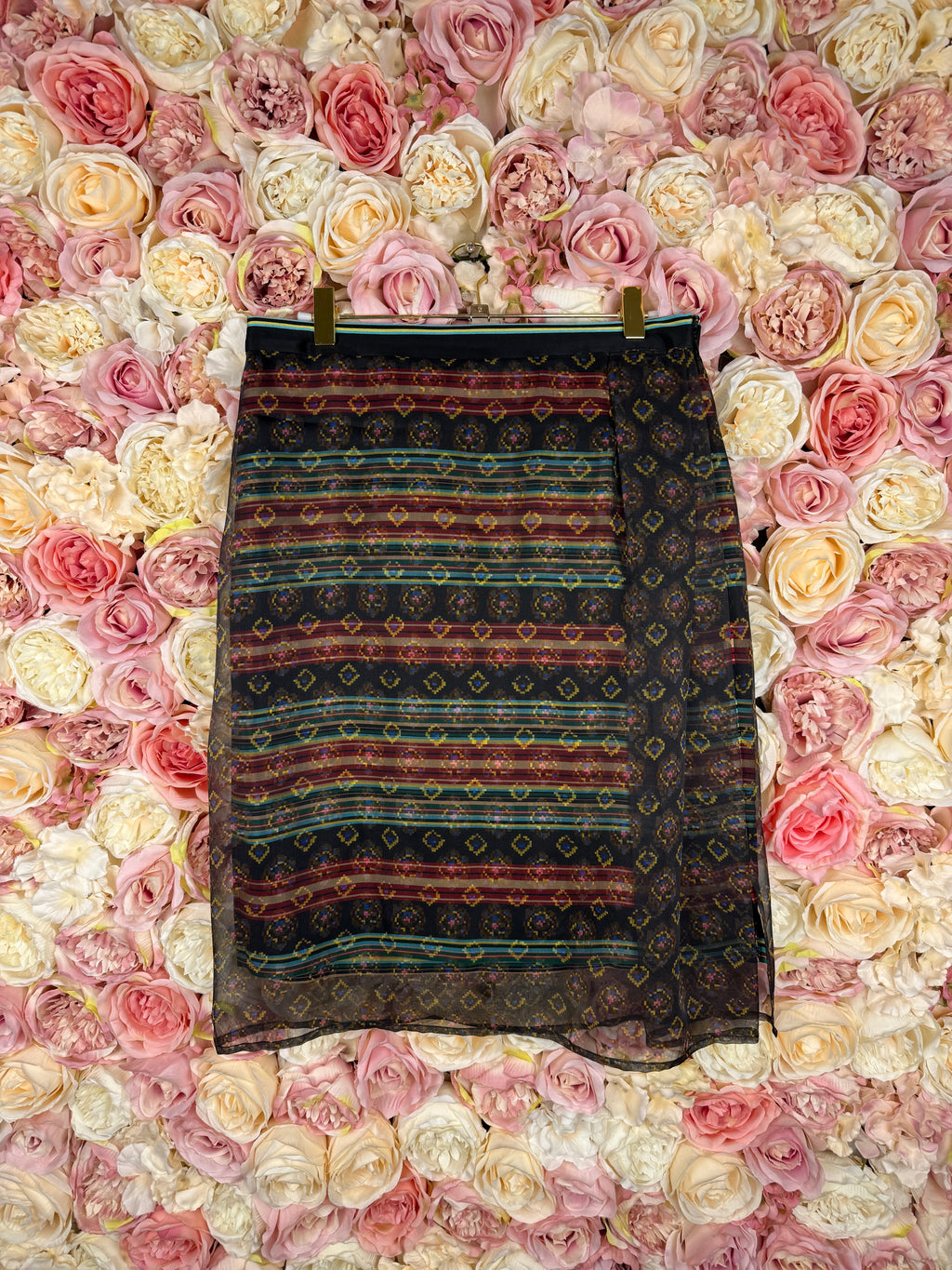 Dries Van Noten Silk Skirt Black Multi Sz. 36 DE