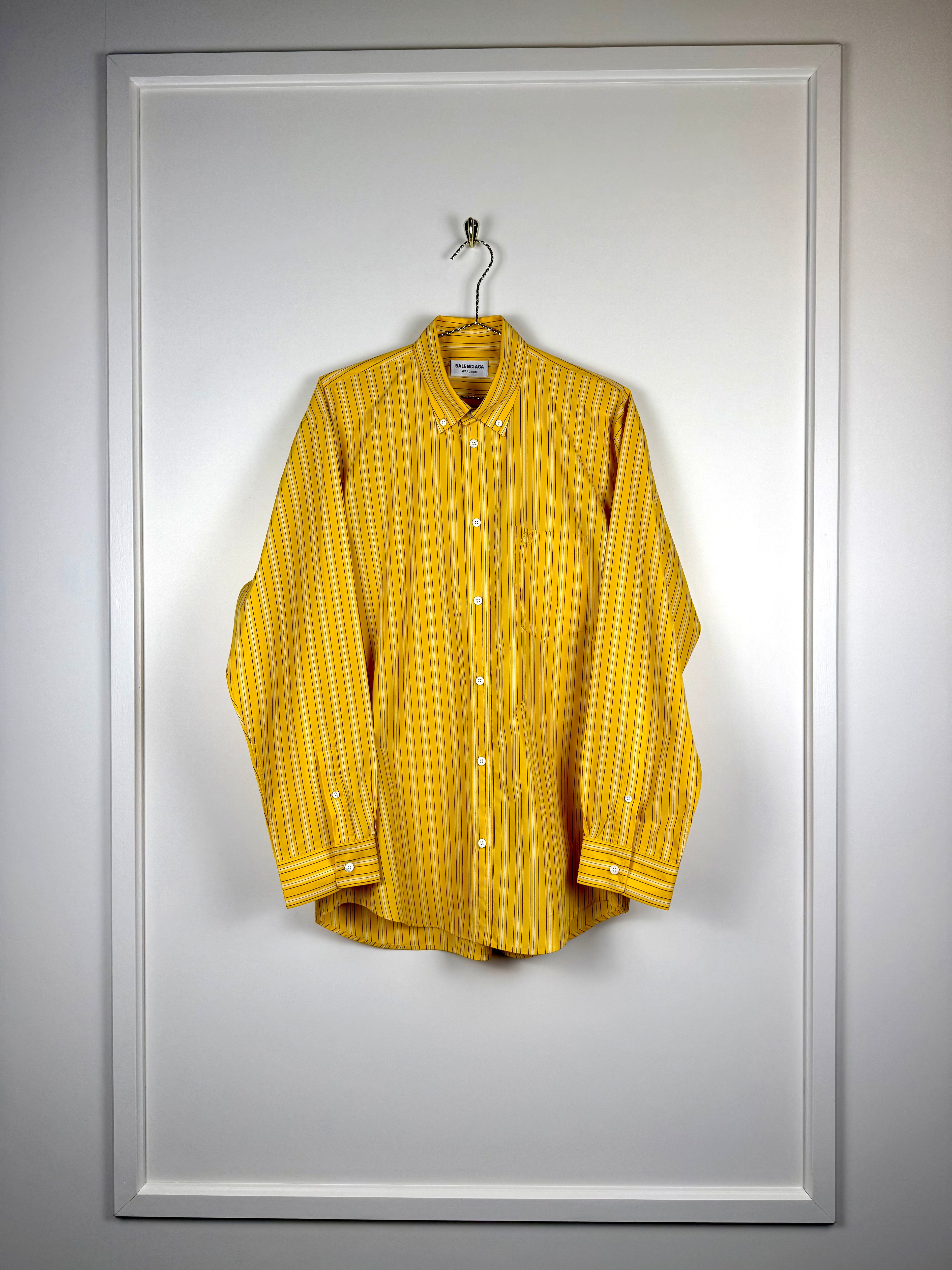 Balenciaga Striped Oversized Cotton Shirt Yellow Sz. 34 DE (36 FR)