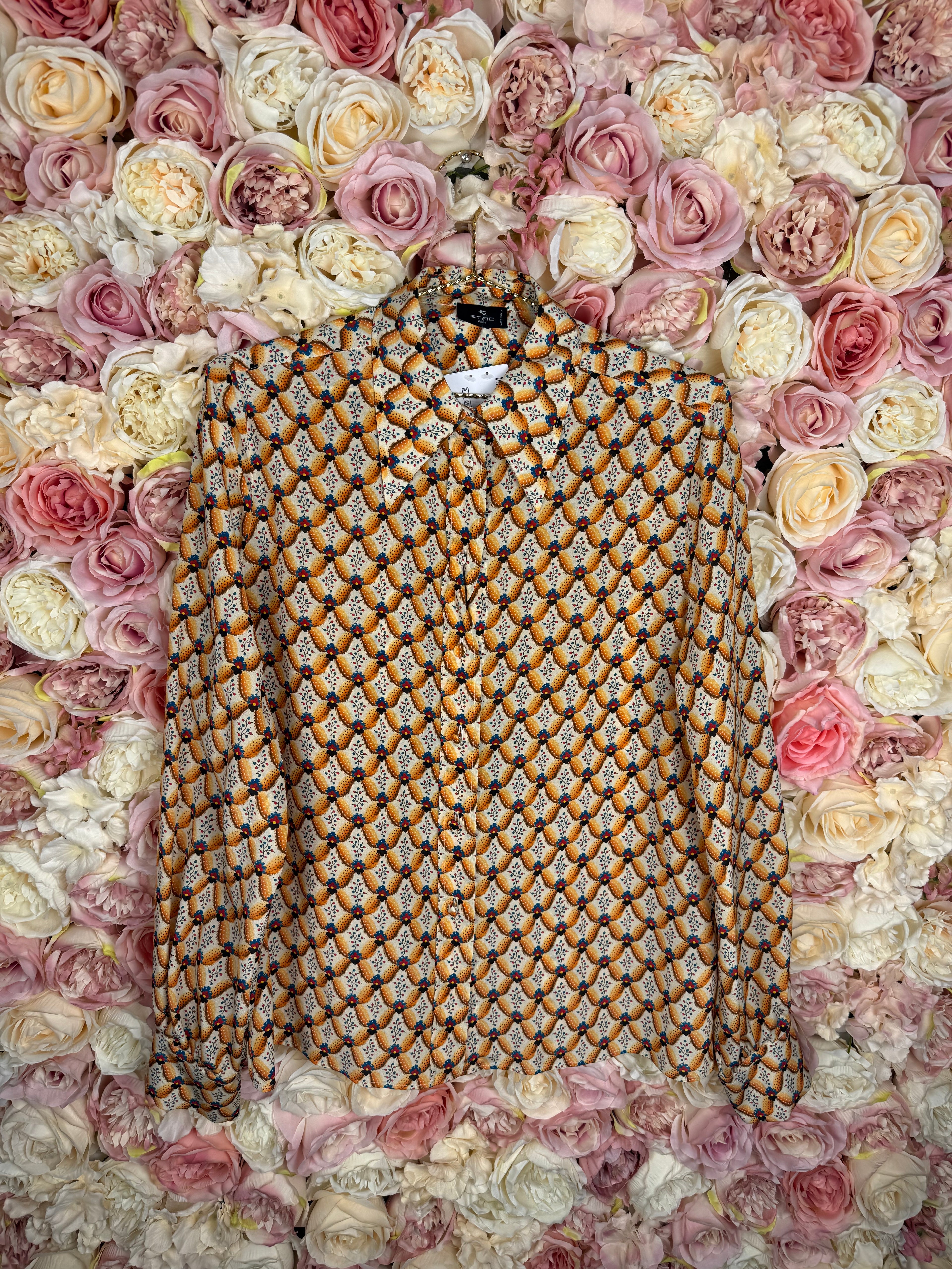 Etro Silk Blouse Orange Multi Sz. 36 DE (40 IT)