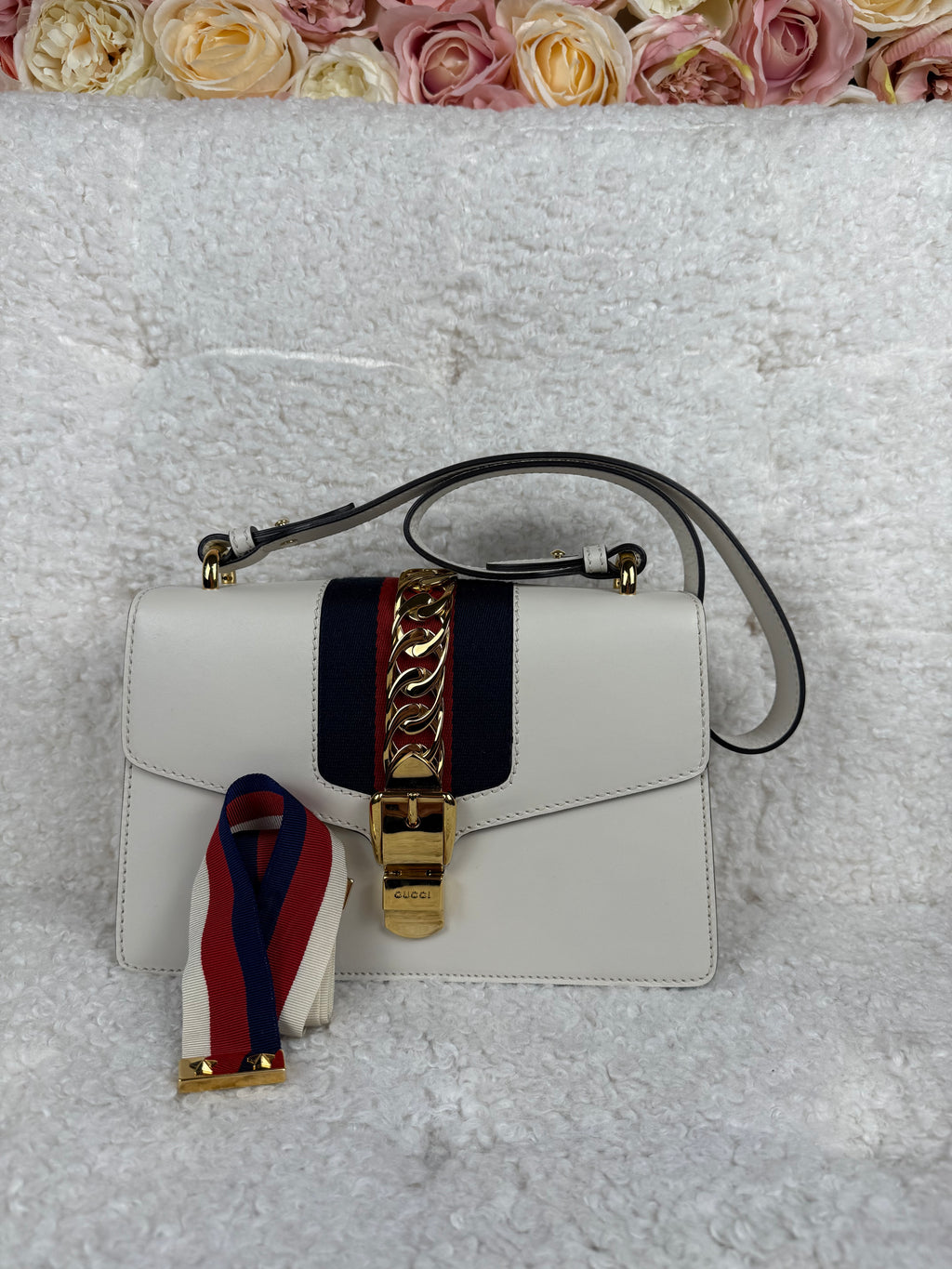 Gucci Sylvie Chain Bag White Multi
