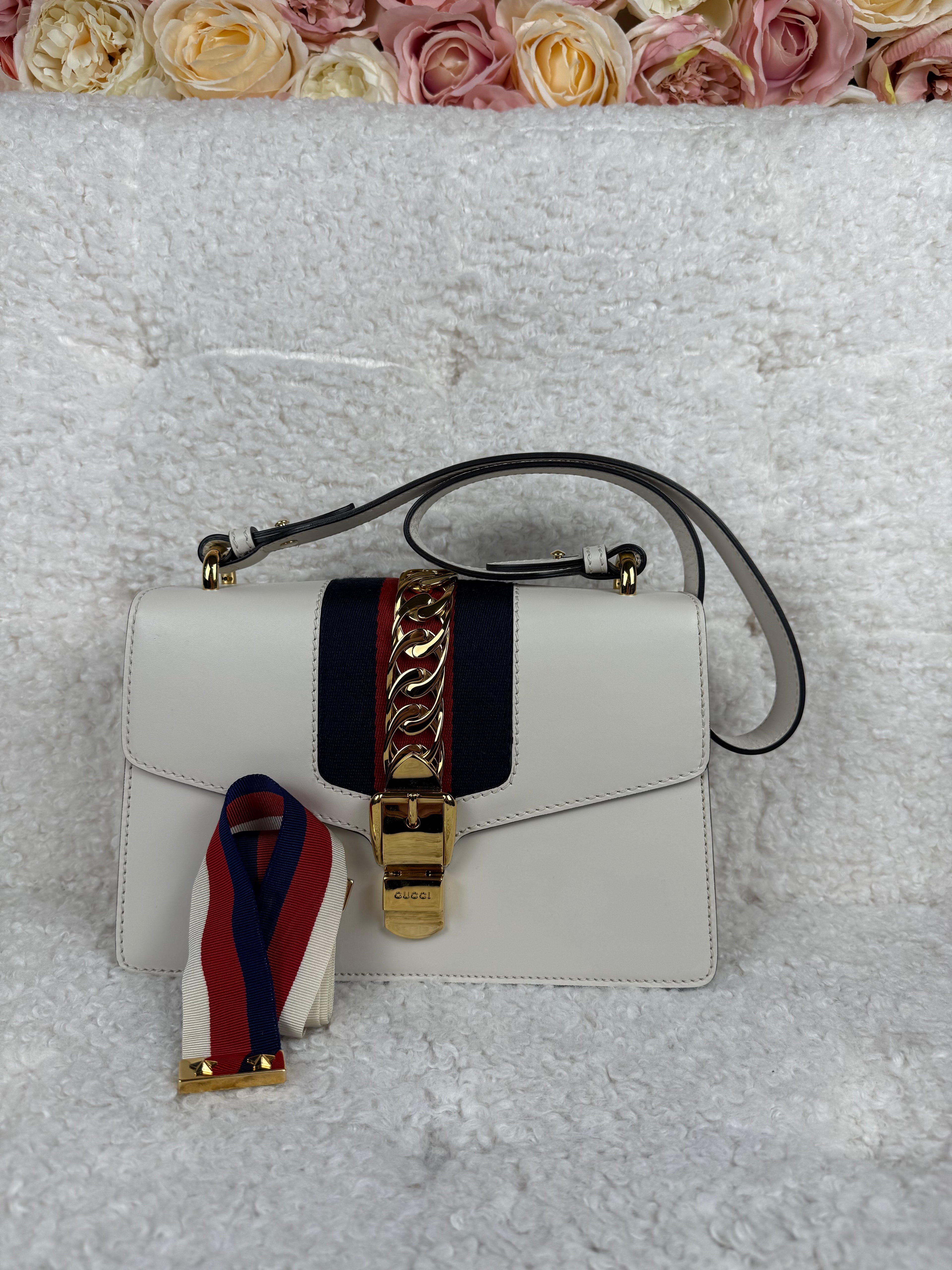Gucci Sylvie Chain Bag White Multi