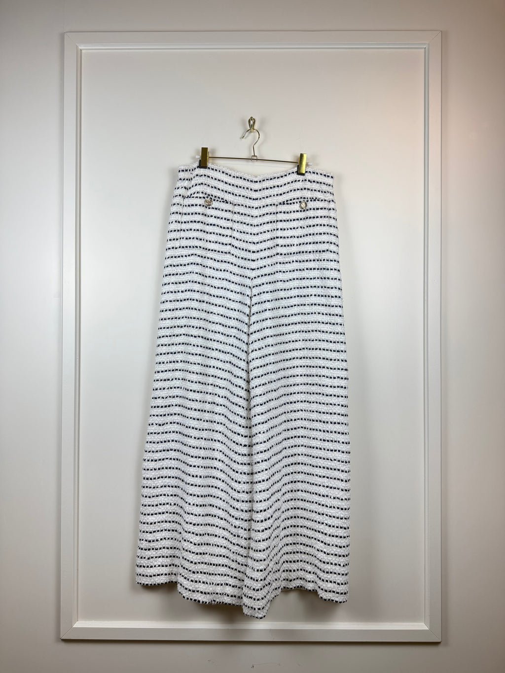 Chanel S23 Tweed Pants White Blue Sz. 42 DE (44 FR)