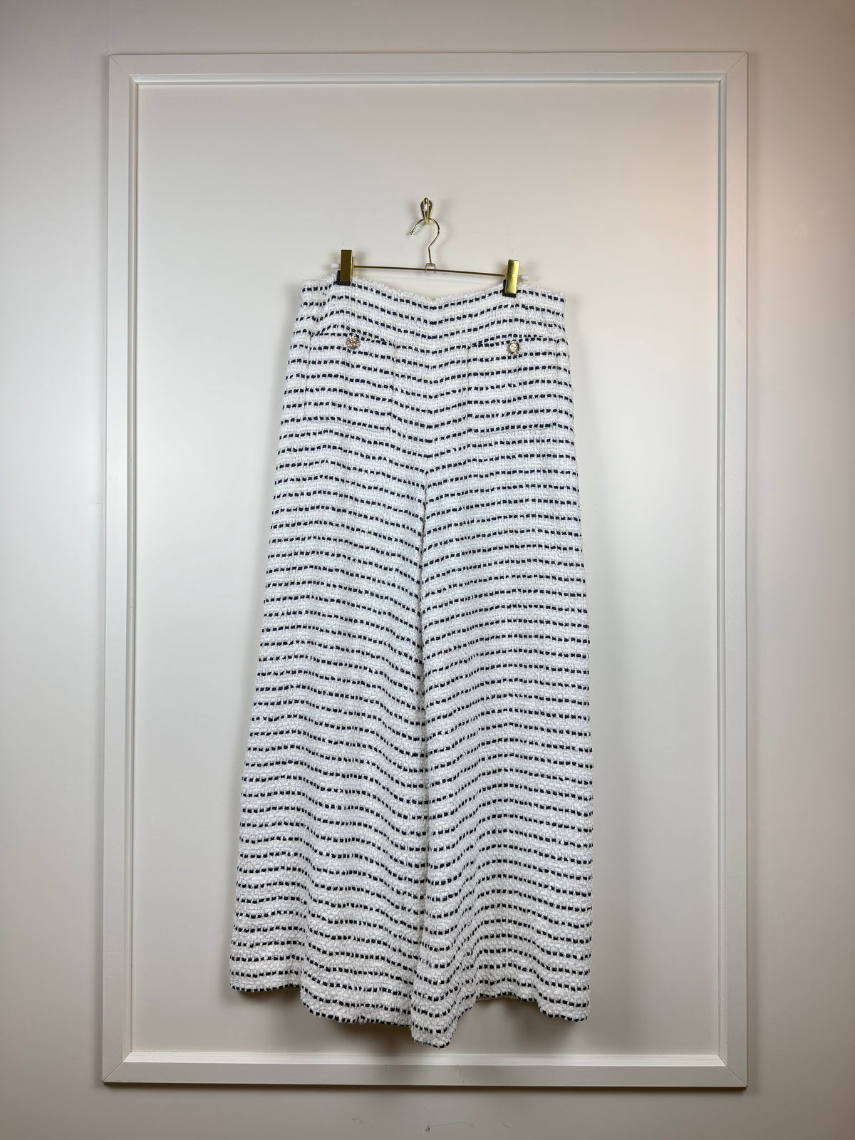 Chanel S23 Tweed Pants White Blue Sz. 42 DE (44 FR)