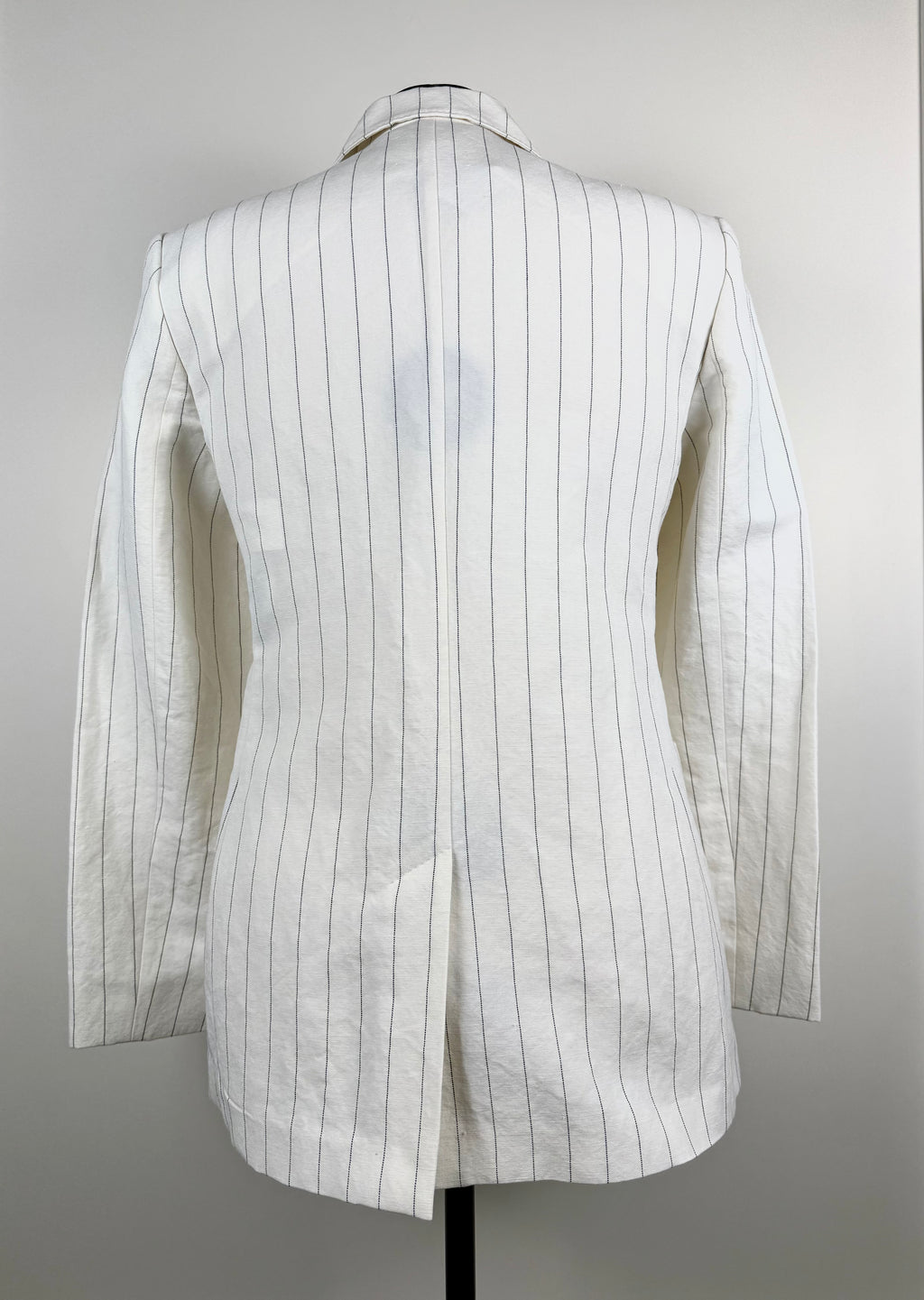 Max Mara Linen Cotton Mix Blazer Pinstriped White Sz. 40 DE
