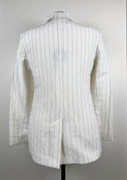 Max Mara Linen Cotton Mix Blazer Pinstriped White Sz. 40 DE