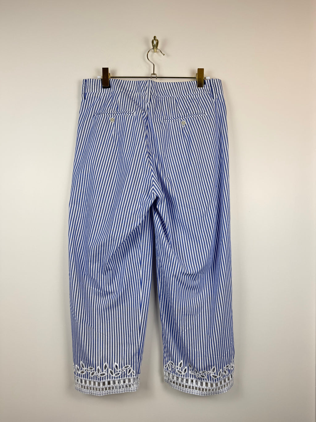 Ermanno Scervino Striped Cotton Pants Blue White Sz. 36 DE