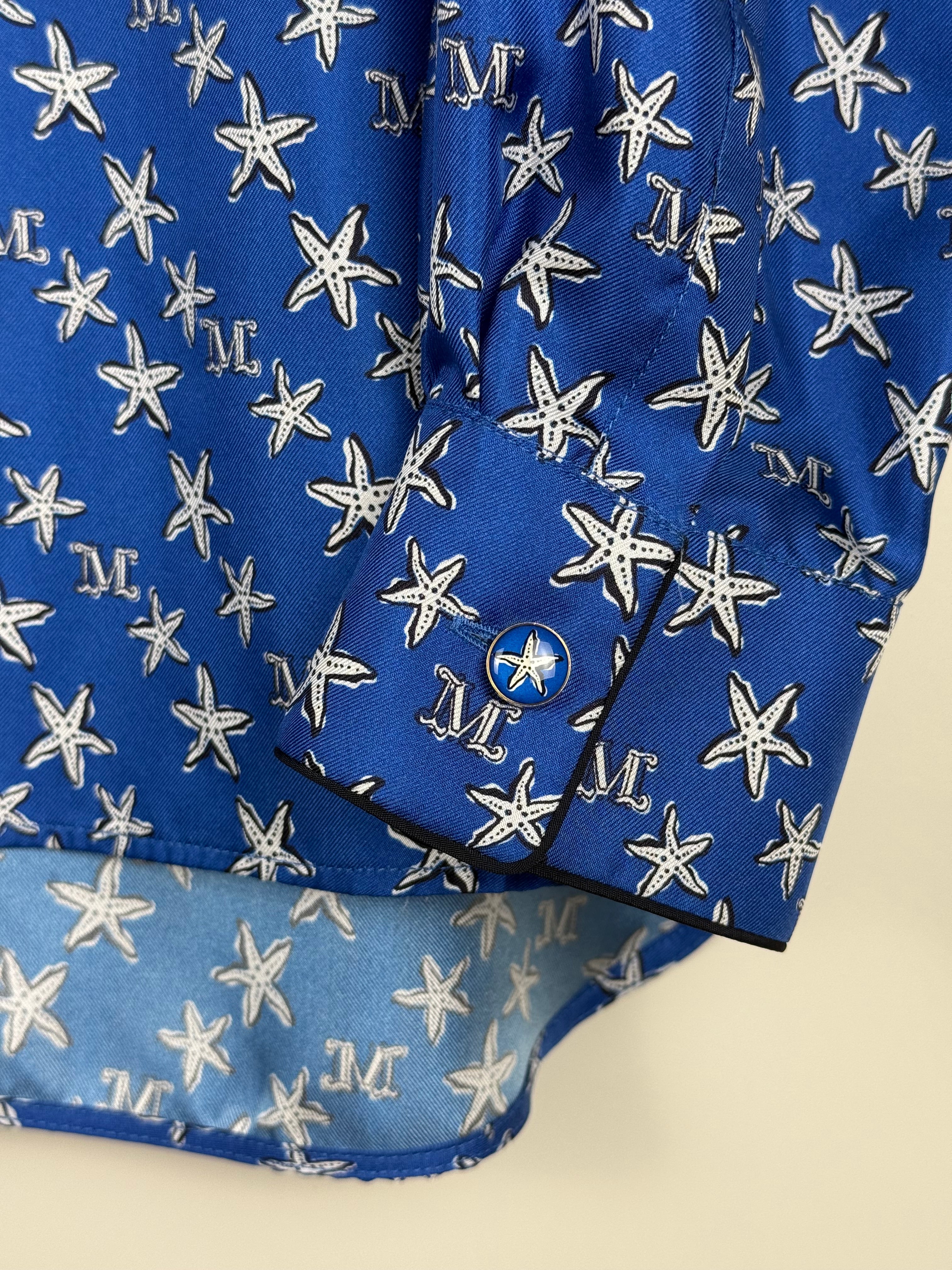 Max Mara Silk Blouse Blue Multi Sz. 38 DE
