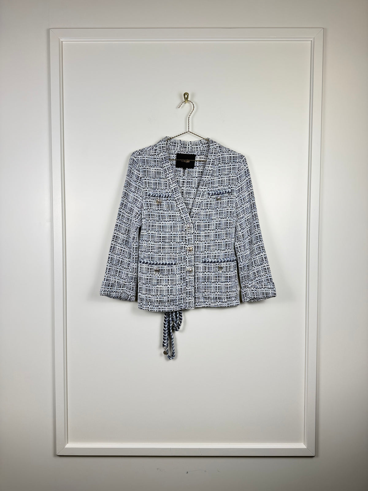 Maje Tweed-Jäcklein – Blau/Weiss – Gr. 32 DE (34 FR)
