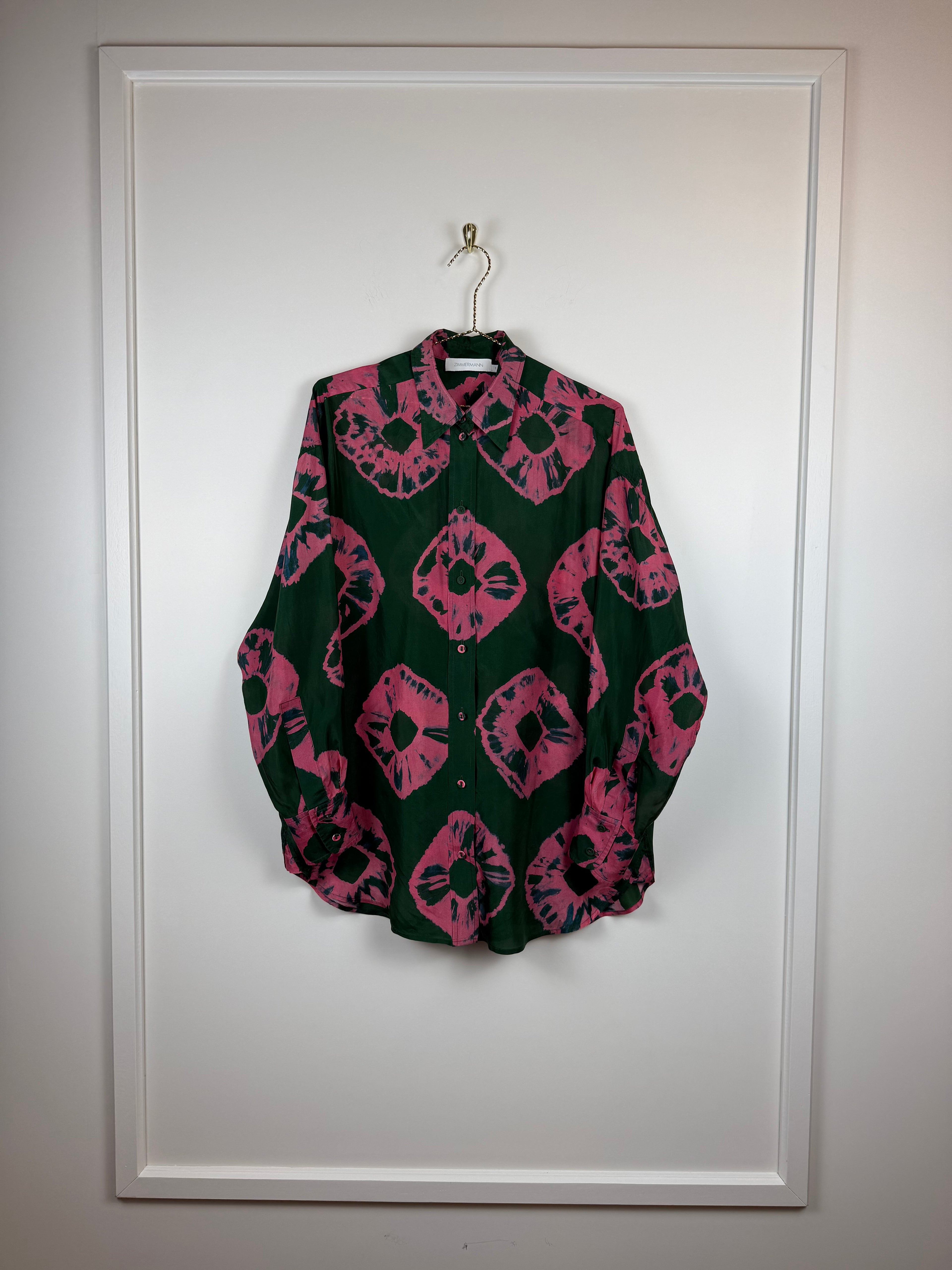 Zimmermann Bluse mit Blumenprint – Grün/Pink – Gr. M (1)