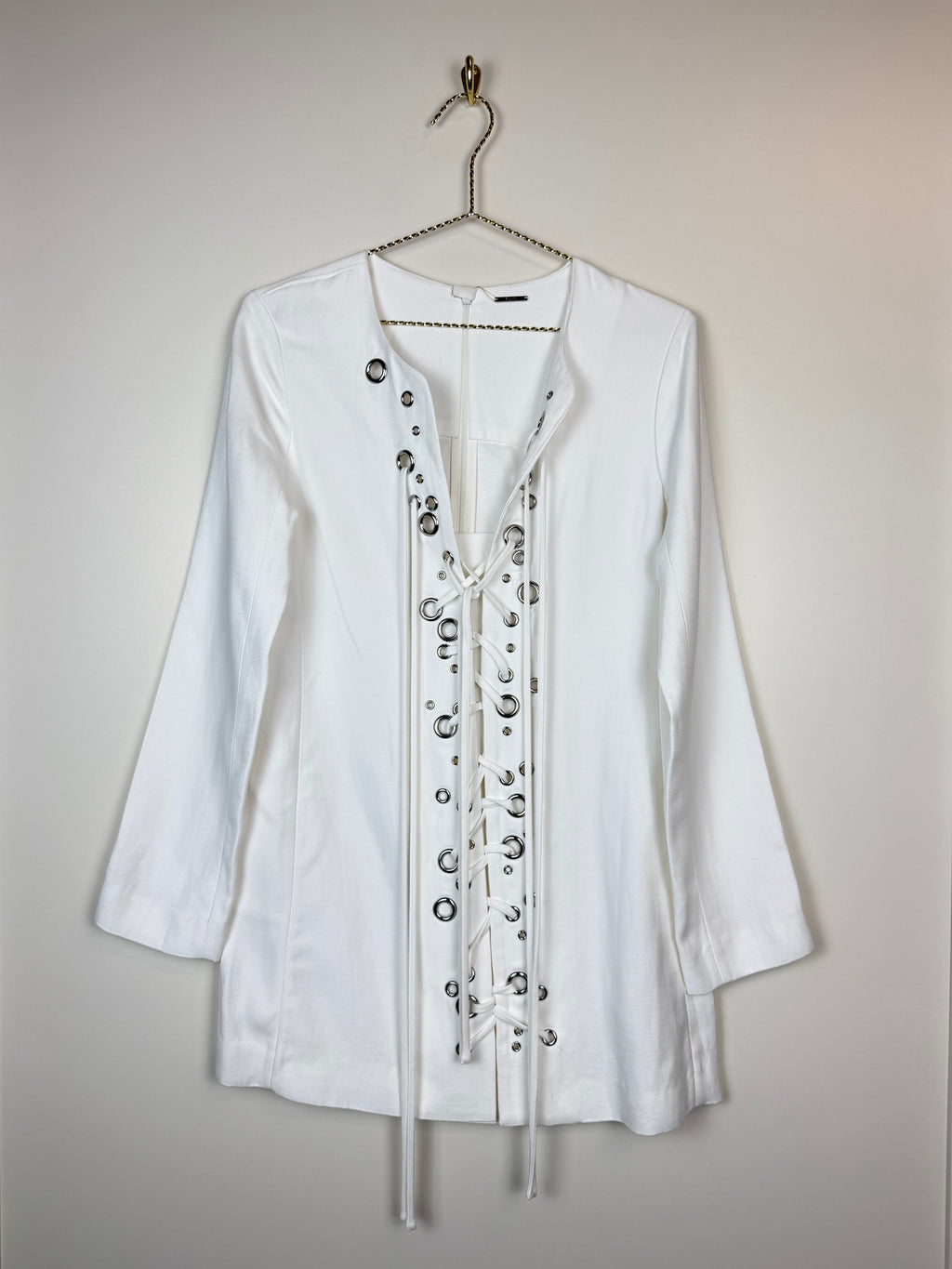 Alexis Lace-Up Tunic Dress White Sz. XS