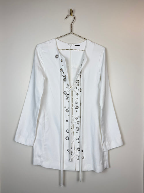 Alexis Lace-Up Tunic Dress White Sz. XS