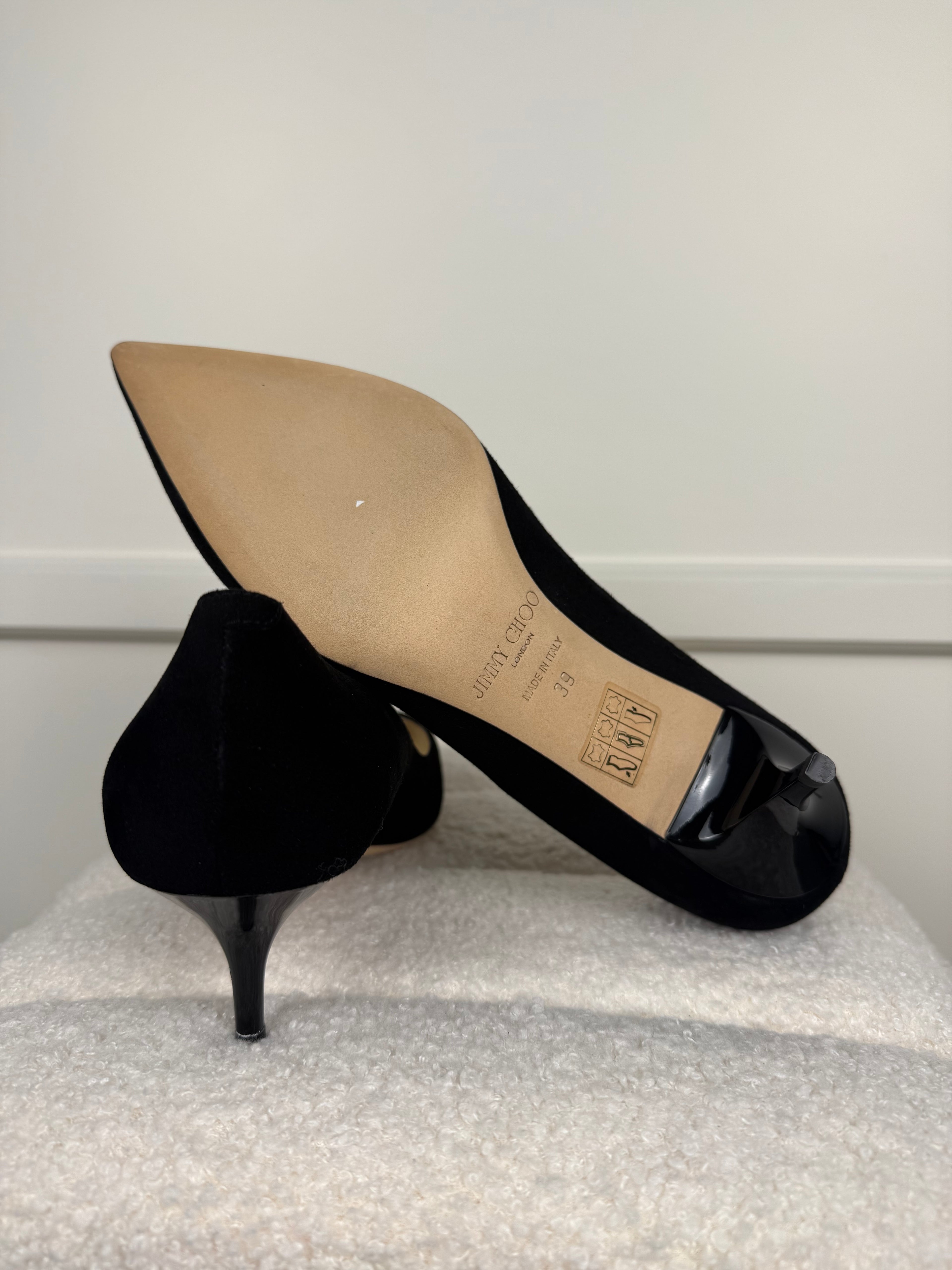 Jimmy Choo Suede Heels Black Sz. 39 EU