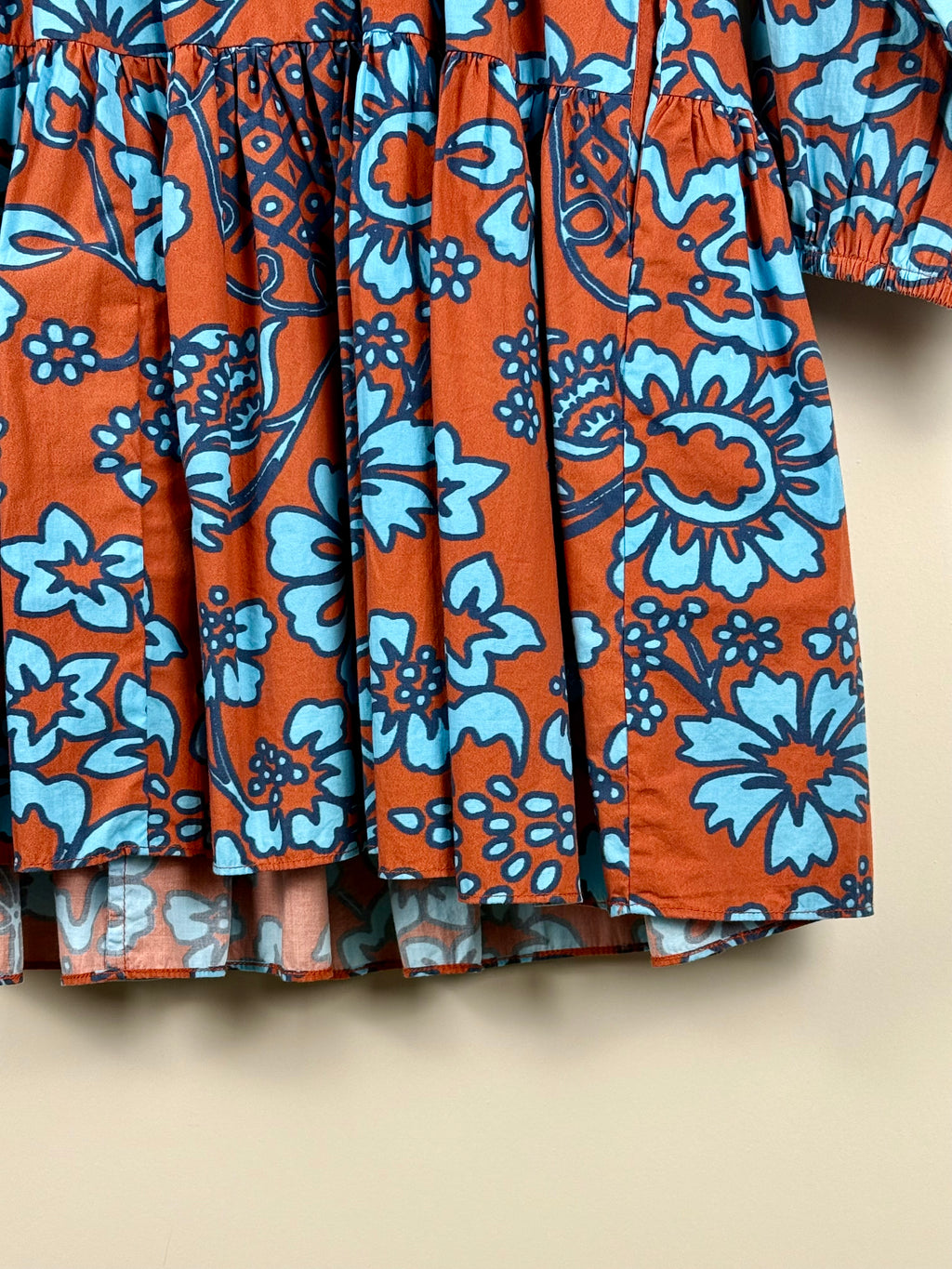 Rhode Dress Terracotta Light Blue Sz. XS
