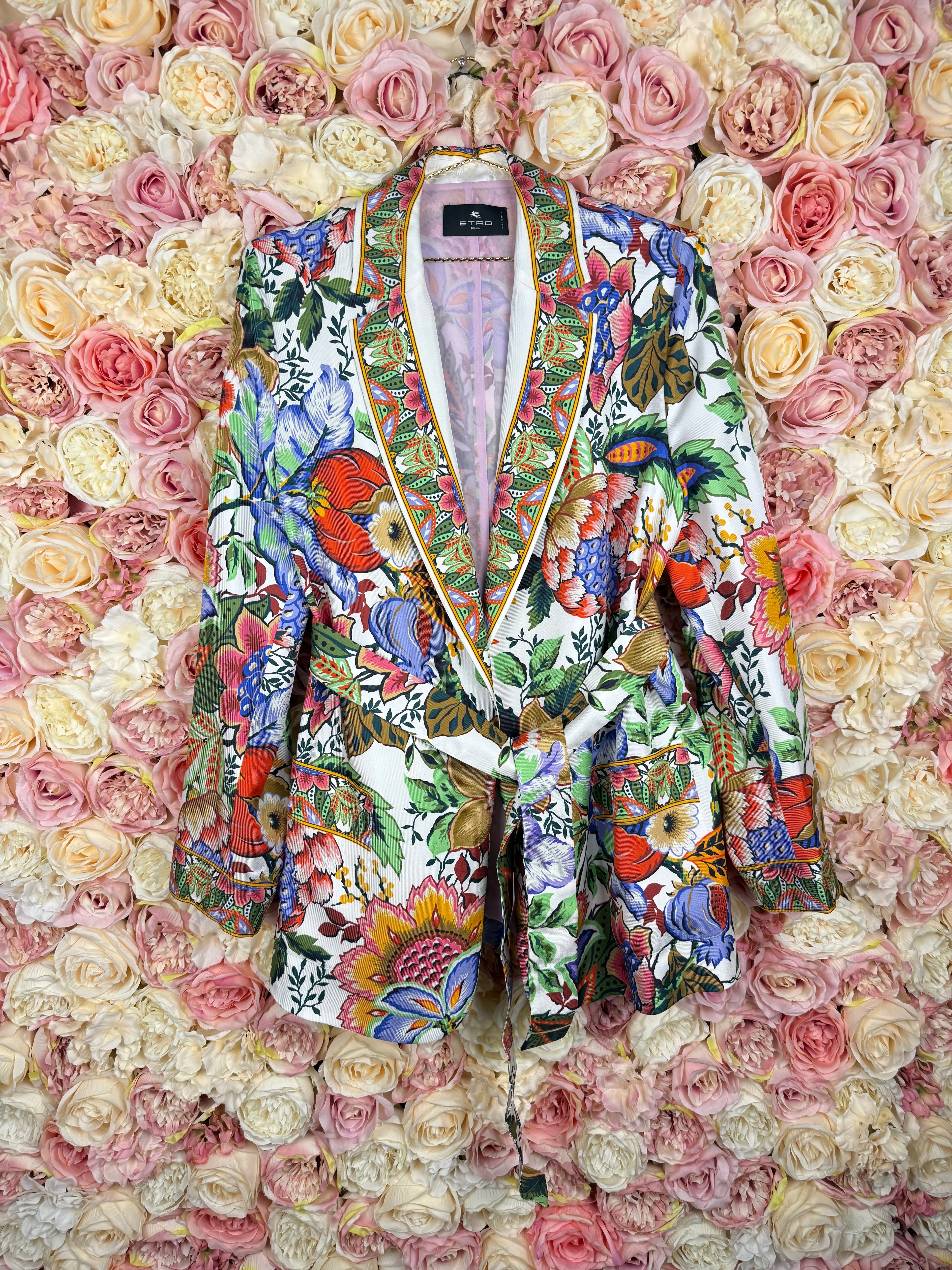 Etro Silk Jacket with Belt Multi Sz. 34 DE (38 IT) oversized