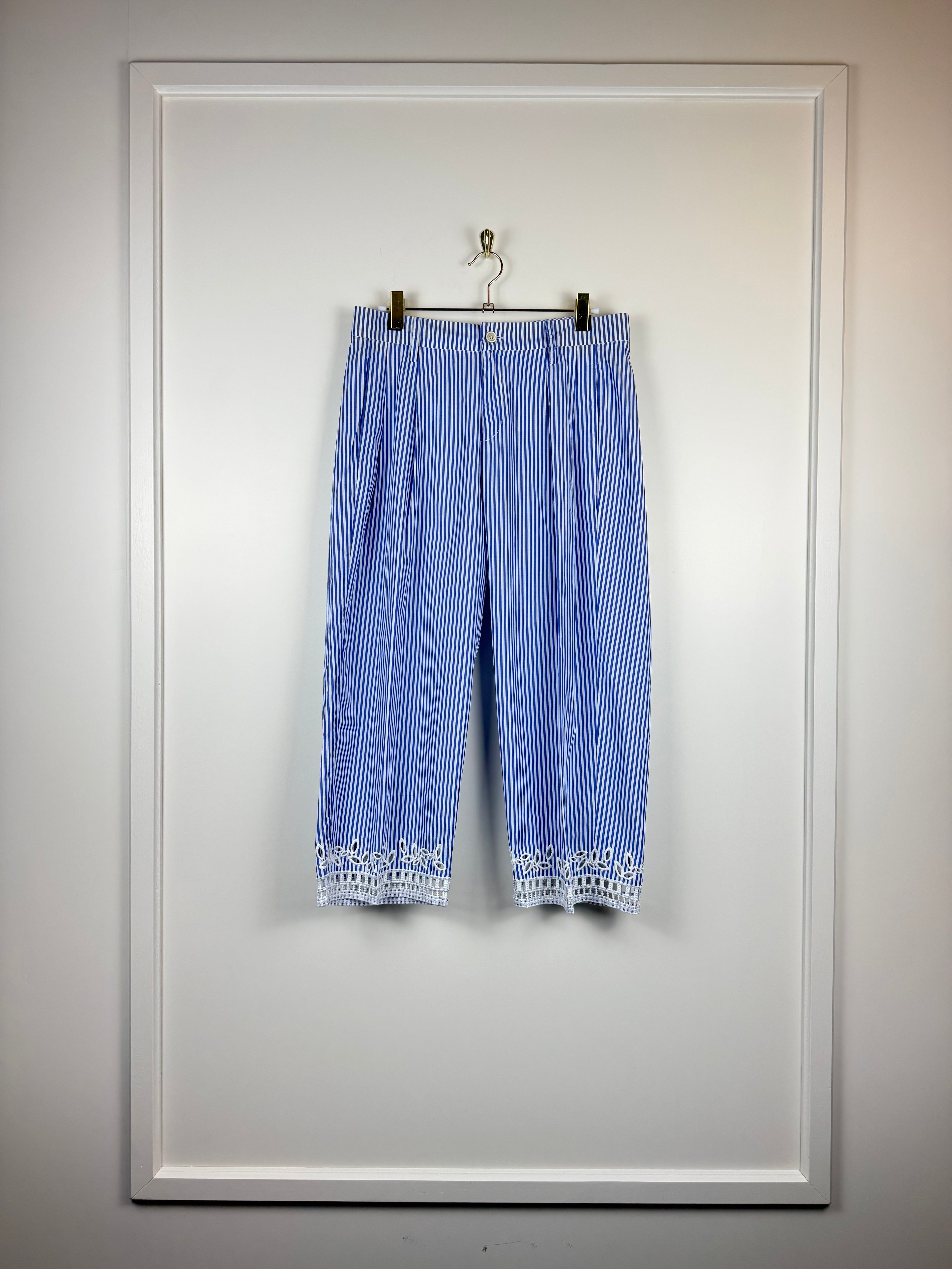 Ermanno Scervino Striped Cotton Pants Blue White Sz. 36 DE